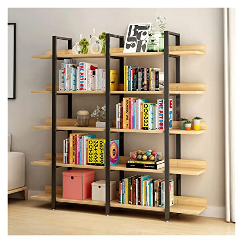 HARAY Multi-Layer Bookshelf Cabinet Display Rack - Steel & Wood Art Shelf
