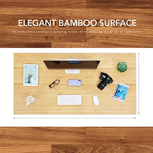 SANODESK Height Adjustable Standing Desk with Dual Motor, 3-Stage Lifting Column - 78" Real Bamboo Desk/White Frame