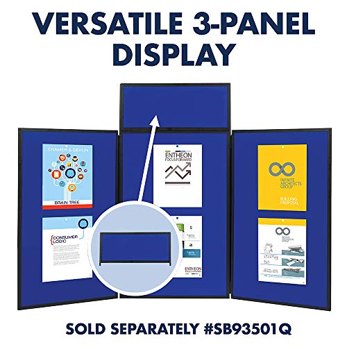Quartet Fabric Bulletin Board Display Panel System, 6' x 3', Double-sided, Blue/Gray Surface, Black Frame, Exhibition, Show-It! (SB93513Q)