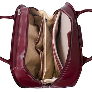 McKlein, L Series, EDGEBROOK, Top Grain Cowhide Leather, 15" Leather Wheeled Ladies' Laptop Briefcase, Red (96316)