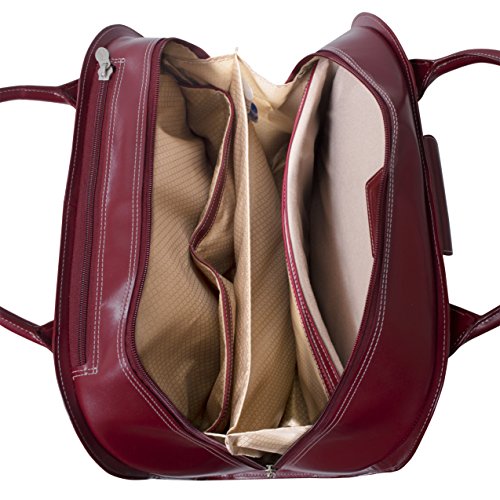 McKlein, L Series, EDGEBROOK, Top Grain Cowhide Leather, 15" Leather Wheeled Ladies' Laptop Briefcase, Red (96316)
