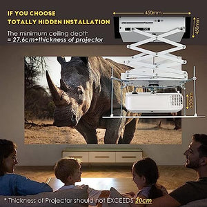CGOLDENWALL Electric Projector Lift Ceiling Hanger Mount with Wireless Remote (Customizable) - 0.7 M Running Distance
