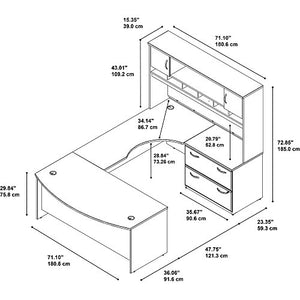 Bush Business Furniture SRC005MRRSU Series C 72W Right Handed Bow Front U Shaped Desk with Hutch and Storage, Mocha Cherry