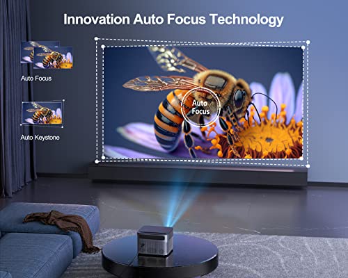 WiMiUS 4K Projector with Auto Focus/Keystone, WiFi 6, Bluetooth 5.2, FHD Native 1080P, P64 Outdoor Movie Proyector, 50% Zoom, Home Projector - iOS/Android/HDMI/TV Stick Compatible
