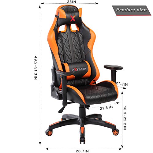 Ayvek Chairs JD-7219-OR SuperSwift Extreme Gaming Chair, Orange