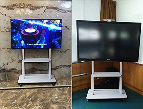 YokIma White TV Stand for 32-70 Inch TV On Wheels with 3 Shelf