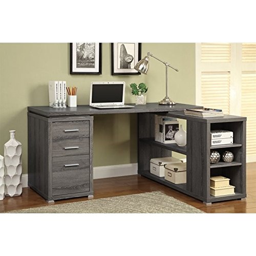 Scranton & Co L Shaped Computer Desk in Dark Gray