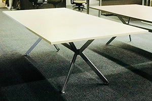 DFS Designs tech Conference Table 8ft by 4ft in White with mat Silver X Base
