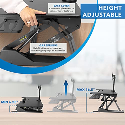 Mount-It! Standing Desk Converter with Dual Monitor Mount - Height Adjustable 36 Inch Sit Stand Workstation - Black (MI-7934)