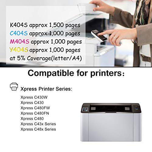 Compatible Toner Cartridge Replacement for Samsung 404s CLT-K404S C404S M404S Y404S Toner,for Xpress C430W C430 C480FN C480FW C480 C43x Series C48x Series Printer (10 Pack:4BK+2C+2M+2Y)