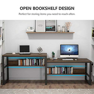 Tribesigns 94.48 Inches Two Person Desk, Double Computer Desk Sit and Standing Desk for Two Person, Simple Writing Office Desk in Rustic Finish for Home Office (Rustic)