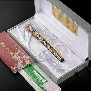 Hero 14K Gold Century Dragon Embossed Fountain Pen, Noble Carving Writing Pen with Gift Box