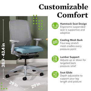 HON Nucleus Grey Ergonomic Office Chair with Synchro-Tilt Recline & Adjustable Lumbar Support