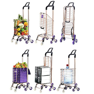 JipiN Foldable Grocery Cart with Aluminum Frame and Stair Climbing Feature