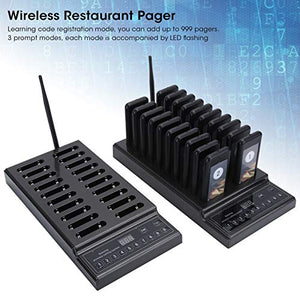 PUSOKEI Wireless Calling System with 40 Pager Buzzers - Dual Host Support 999-Channel (US)