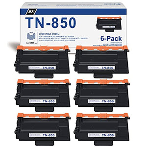 (Black,6-Pack) Compatible TN-850 High Yield Toner Cartridge Replacement for Brother TN850 HL-L6250DW HL-L6300DW HL-L5000D HL-L5100DN HL-L5200DW/DWT Printer Toner Cartridge