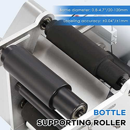NEWTRY 2 in 1 Semi-Automatic Round Bottle Labeling Machine with Date Coding - 20-120mm Bottle Diameter