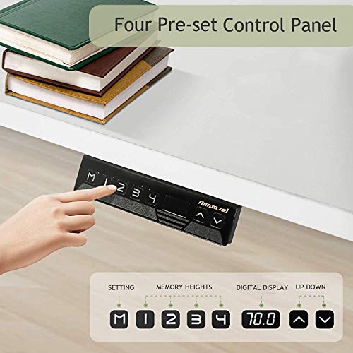 Amposei Electric Standing Desk Height Adjustable Sit Stand Desk, 48 x 24 Inches Stand Up Home Office Workstation Computer Tabletop with 4 Memory Buttons - White