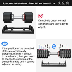 SNODE 50-Pound Adjustable Dumbbell- with Fast Adjustment, Metal Handle, Adjustable Weight Plates, Home Fitness Equipment for Strength Training- Single