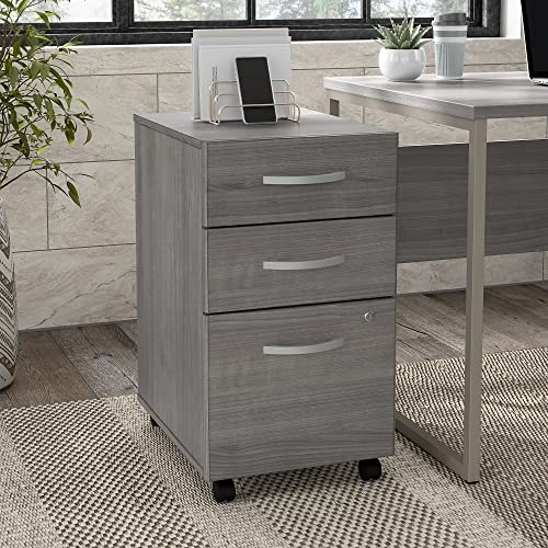 Bush Business Furniture Hybrid 3 Drawer Mobile File Cabinet - Assembled, Platinum Gray