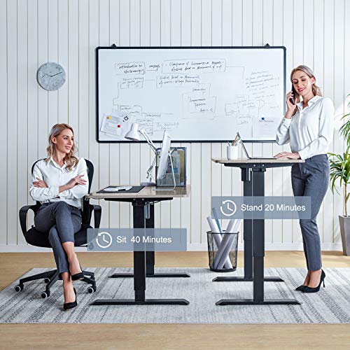 LINSY HOME Electric Height Adjustable Office Desk, 55 x 27 inch Standing Desk Intelligent Stand Up Workstation with 4 - Height Memory Controller, Headphone Hook, Cable Management Groove, Mouse Pad