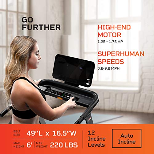 Lifepro Pacer Folding Treadmill for Home - Smart Motorized Portable Treadmill w/Auto Incline, Aux Bluetooth Speakers & Modern Display - Easy Assembly Compact Running Machine for Cardio & Weight Loss