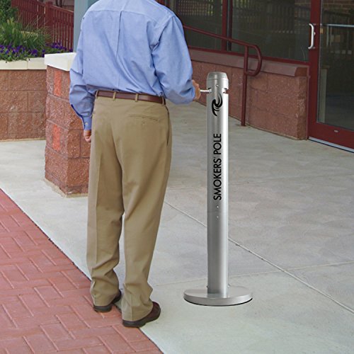 Rubbermaid Commercial Products Smoker's Pole, Silver, Round for Cigarette Disposal