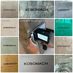 KOBOMACH Portable Handheld Inkjet Printer Gun with Detailed English Manual for Multi-Function to Quick-Dry Print (Bar Code QR Code Label Picture Date) on (PVC PET Wood Cloth Glass Metal)