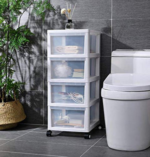 RANRANJJ Rolling Storage Cart with Clear Drawers, White, 39 * 32 * 80CM