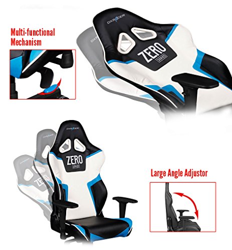 DXRacer RV118/NBW/ZERO Black White Blue Racing Bucket Seat Office Chair Computer Chair Ergonomic with Lumbar Support