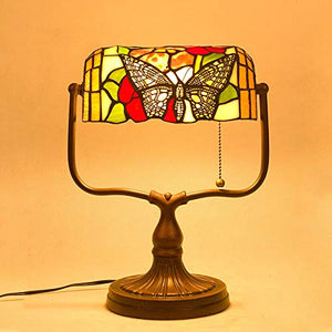 None European Banker Tiffany Desk Lamp Retro Butterfly Bedroom Bedside Office