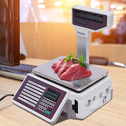 FHspes Electronic Price Computing Scale with Thermal Label Printer, 66lb Capacity