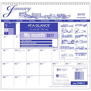 AT-A-GLANCE Wall Calendar 2017, Monthly, 12 x 11-3/4", Illustrator's Edition (G1000-17)