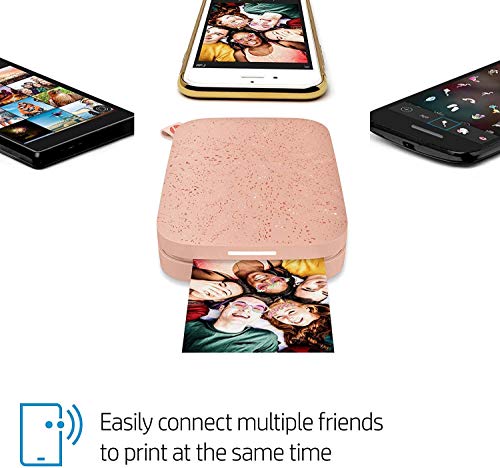 HP Sprocket Photo Printer, (2nd Edition) Print Social Media Photos on 2x3 Sticky-Backed Paper (Blush) + Photo Paper (50 Sheets) + USB Cable + 60 Decorative Stick-On Border Frames