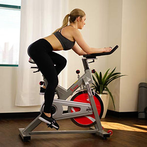 Sunny Health & Fitness Indoor Spin Bike Exercise Stationary Cycle Bike - SF-B1110S,Silver