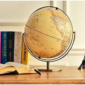 HXHBD Globes Retro World Globe Detailed World Map,Educational Gift,Bedroom Desk Decor for Kids Adults Globes of The World with Stand,Chinese and English/21 (Color : Yellow, Size : One Size)