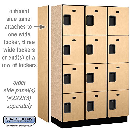 Salsbury Industries Maple 4-Tier Extra Designer Wood Locker with 3 Wide Storage Units, 6ft High x 18in Deep