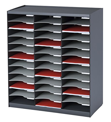 PaperFlow Stackable Master Literature Organizer, 36 Compartments, 31.14 x 26.5 x 12.13 Inches, Charcoal (803.11)