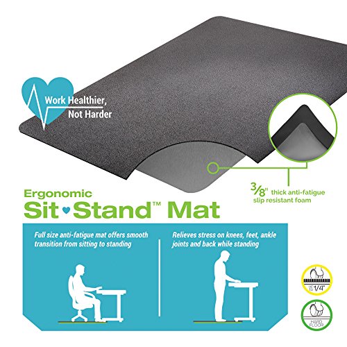 Deflecto Ergonomic Sit and Stand Chair Mat, 46" x 60", Black - Low Pile Carpet & Hard Floors
