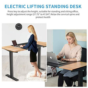 Aneken Electric Adjustable Height Standing Desk, 48 x 24 Inches Wooden Splice Tabletop, Autonomous Smart Home Office Sit Stand Up Desk Suitable for Working & Writing, Black Computer Workstation