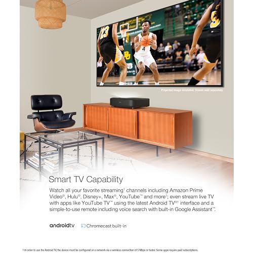 Epson EpiqVision Ultra LS650 4K PRO-UHD Laser Projector, 3,600 Lumens, 120" - Black