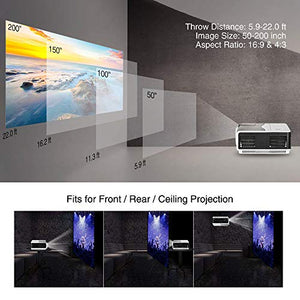 WIKISH Smart Movie Projector Support Bluetooth/Wifi/1080P/Zoom/Screen Mirroring,Compatible with DVD Player Laptop PC TV Box Smartphone PS4 Mac HDMI USB AV for Home Entertainment Outdoor Video Game