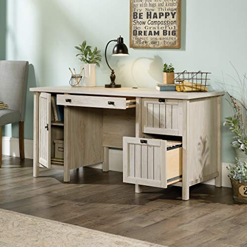 Sauder 421934 Costa Computer Desk, L: 59.06" x W: 23.31" x H: 30.00", Chalked Chestnut finish