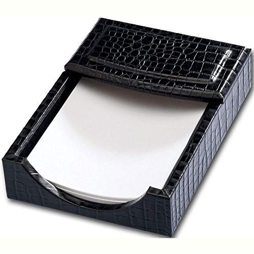 Dacasso Crocodile Embossed Leather Desk Set, 10pcs, Black
