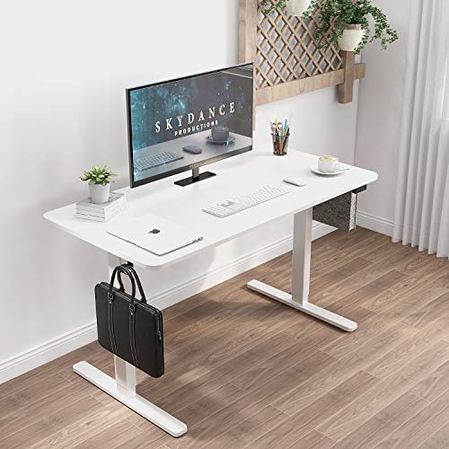 Standing Desk Electric Height Adjustable Desk, Sit Stand Desk Home Office Workstation Computer Stand Up Desk with Storage Bag and Hook (48" x 24" Splice Desktop, White)