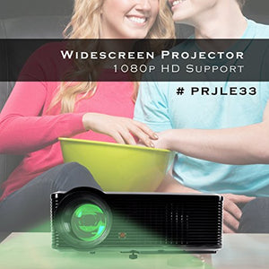 Pyle Updated Video  Projector 5” - LCD Panel LED Cinema Home Theater with Built-in Stereo Speakers, 2 HDMI Ports & Keystone Adjustable Picture Projection for TV PC Computer & Laptop - PRJLE33