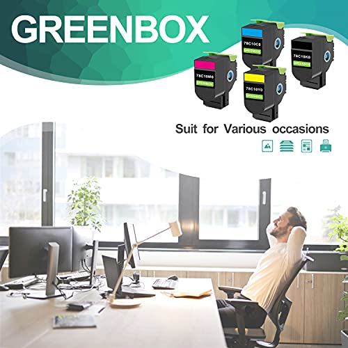 GREENBOX Remanufactured Toner Cartridge Replacement for Lexmark 78C1XK0 78C1XC0 78C1XM0 78C1XY0 for CS421dn CS521dn CS622de CX421adn CX522ade CX625ade Printer (1 Black, 1 Cyan, 1 Magenta, 1 Yellow)