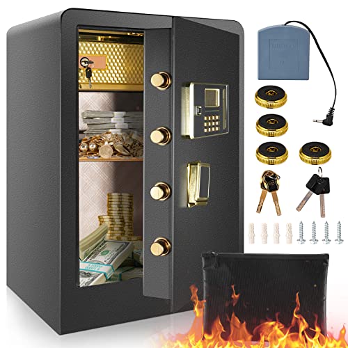 DIOSMIO Fireproof Safe with Fireproof Bag,HD LCD Screen Double Lock Cabinet Safe for Money Pistol Jewelry Files Storage,Fireproof Safe Box for Home Office Hotel(4.02Cub)