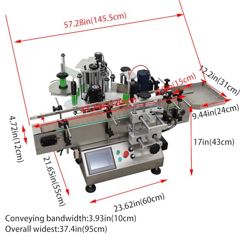 HayWHNKN Automatic Round Bottle Label Applicator with Chain Plate Conveyor & Coding Function - High Speed 110v Desktop Labeling Machine