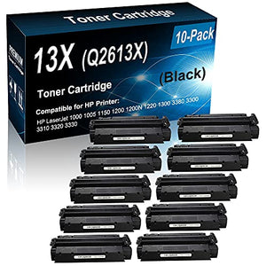 10-Pack Compatible High Capacity 13A 13X Q2613A Q2613X Printer Cartridge use for HP 1300, 1300N, 1300xi Printer (Black) (4,000 Pages)